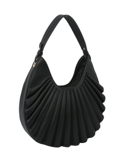 Ruffle Fashion Hobo Handbag D-0636 BLACK